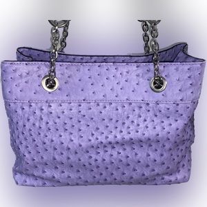 Lilac Ostrich Tote, silver hardware, medium